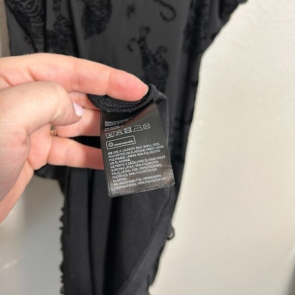 H&M Divided Mesh Mini Dress M Black Velvet Tiger Spaghetti Strap Whimsigoth alt - Picture 7 of 7